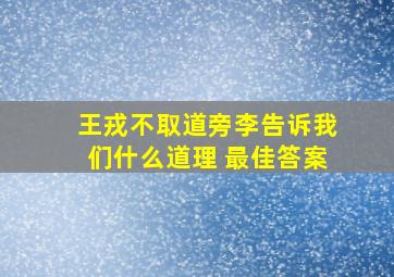 王戎不取道旁李告诉我们什么道理 最佳答案